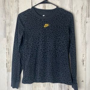 Nike | Black Cheetah Long Sleeve Tee Gold Embroidery